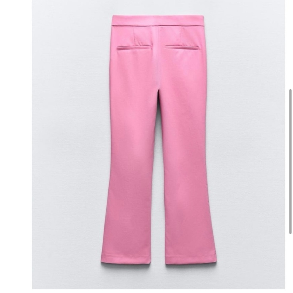 NWT Zara Pink High Rise Cropped Kick Flare Pants Trousers Large - Picture 7 of 16